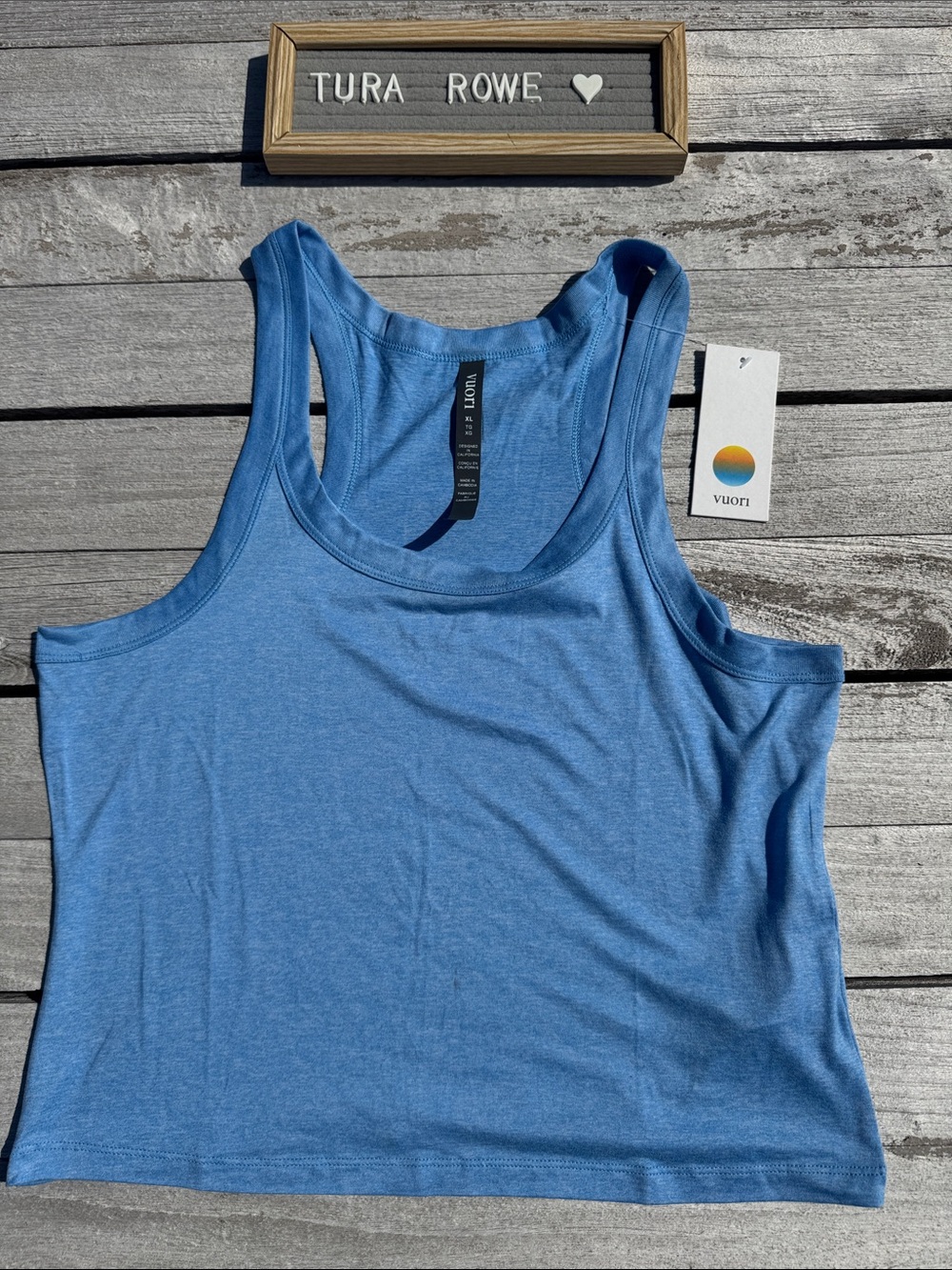 Vuori Energy Racerback Tank Oasis Blue Heather Size XL NWT Workout Top